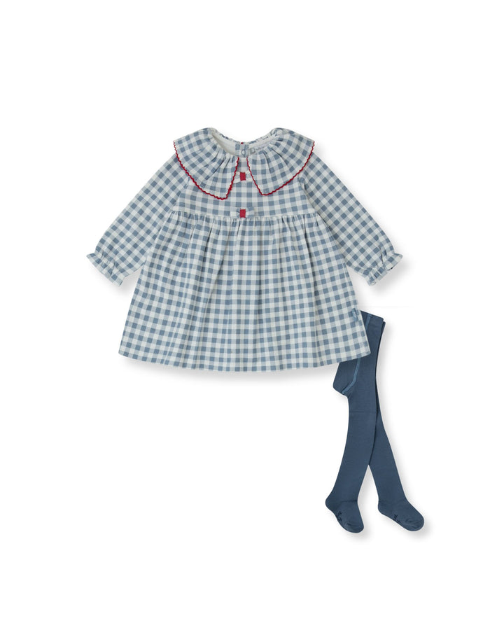 VESTIDO VICHY ÍNDIGO CON LEOTARDOS