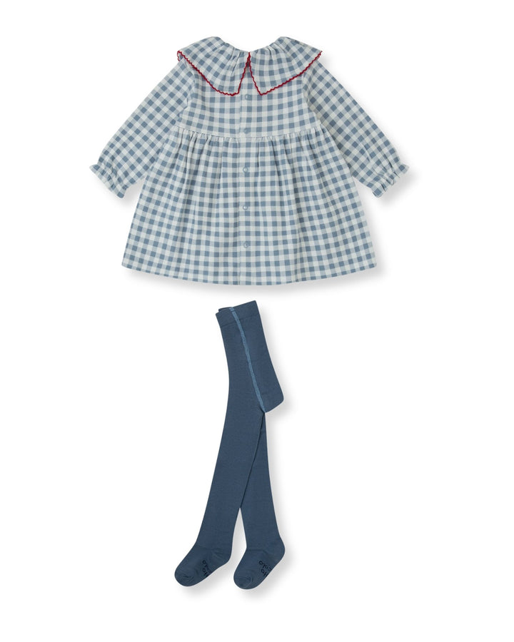 VESTIDO VICHY ÍNDIGO CON LEOTARDOS BEBÉ