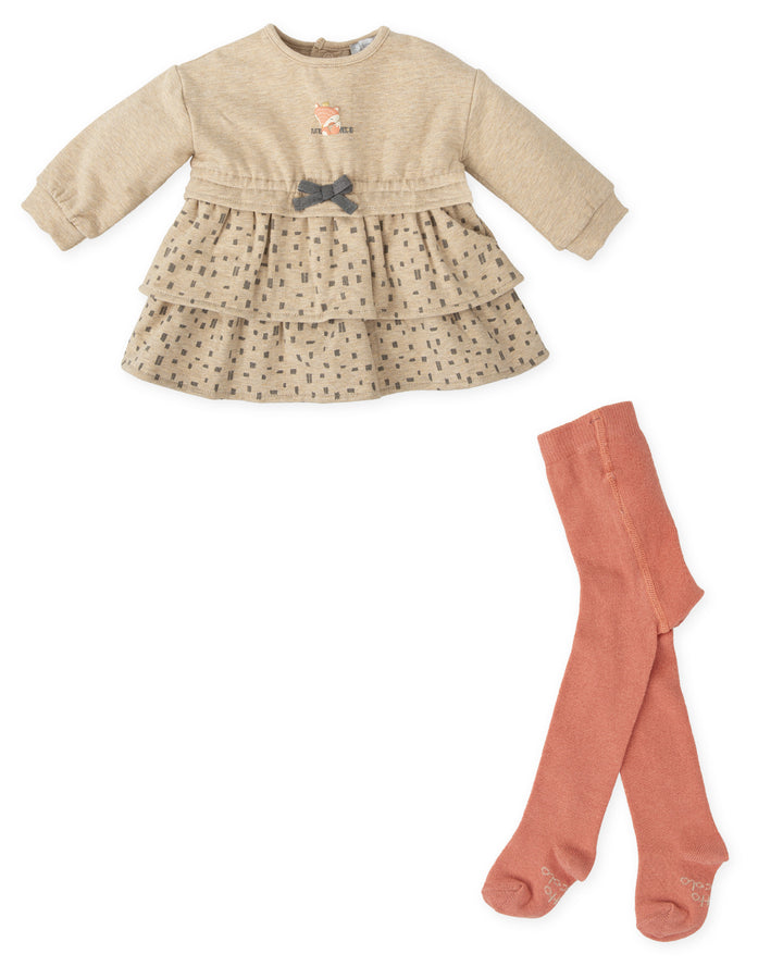 Abito sabbia volpe con collant