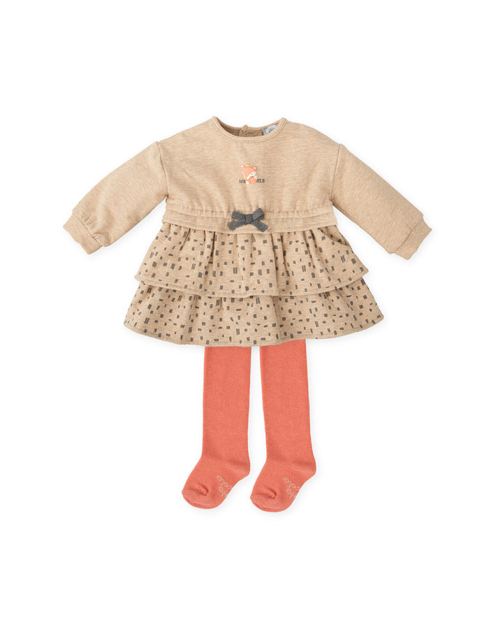 Abito sabbia volpe con collant