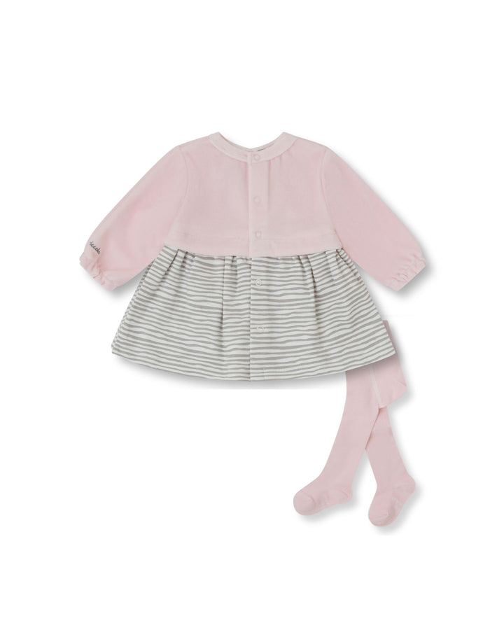 VESTIDO PÉTALO RAYAS CON LEOTARDOS