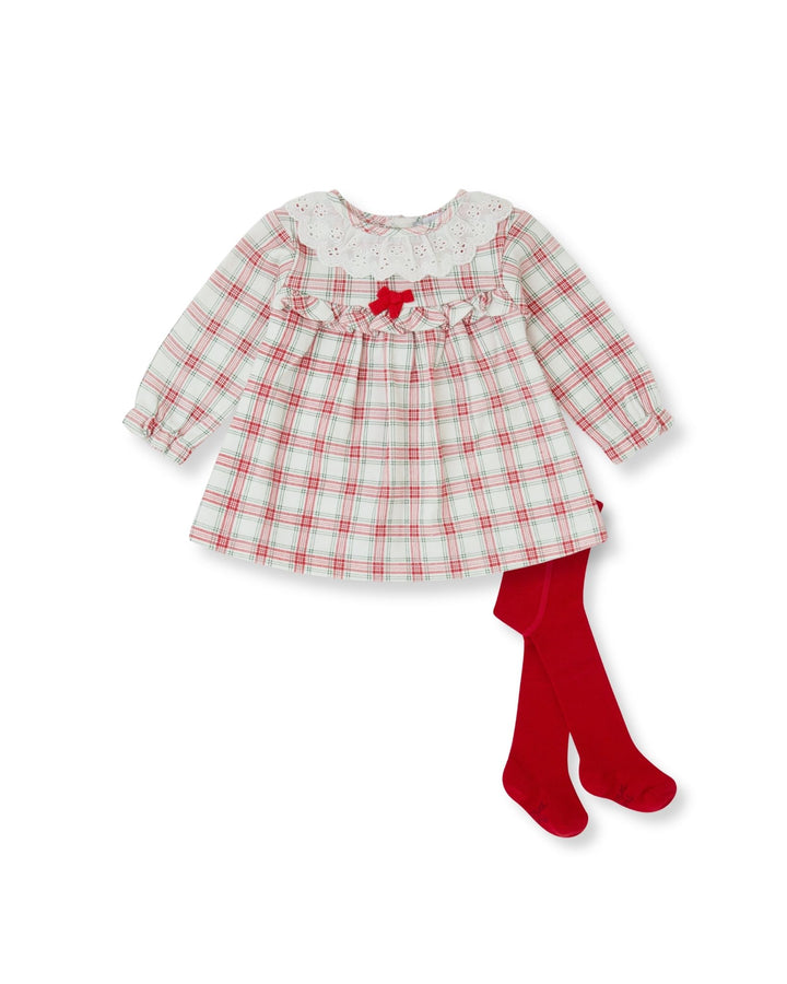 VESTIDO ROJO CUADROS CON LEOTARDOS