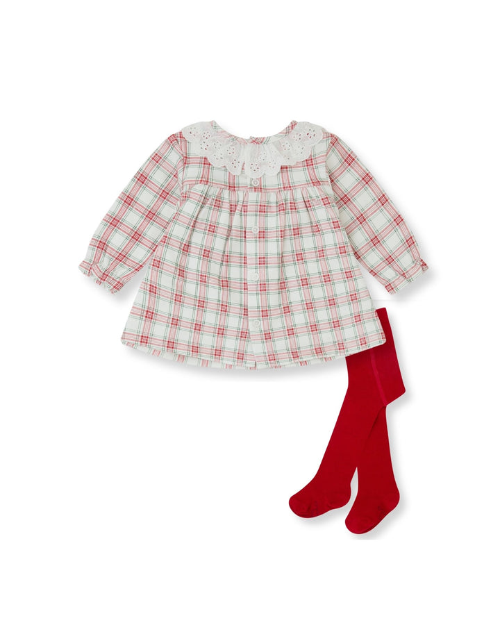 VESTIDO ROJO CUADROS CON LEOTARDOS