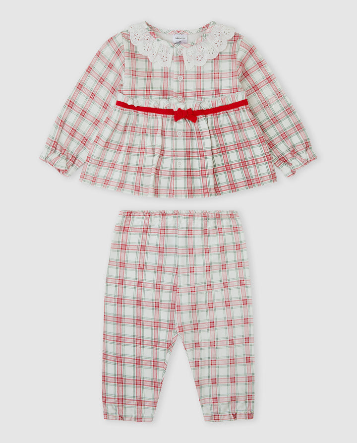 CONJUNTO 2 PZAS. ROJO CUADROS
