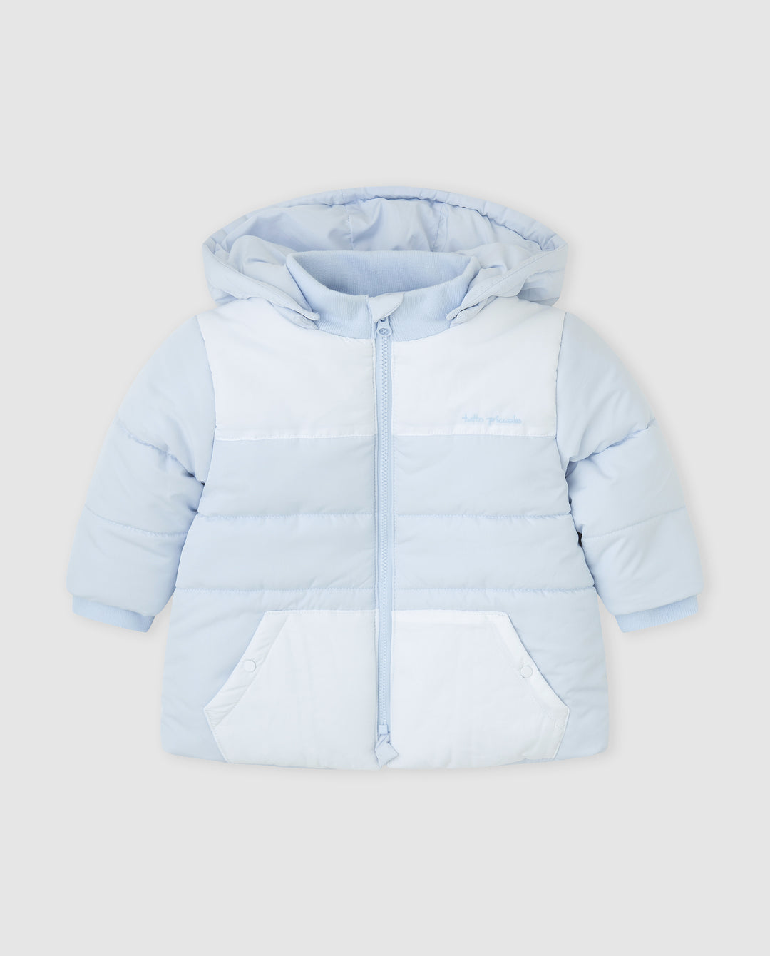 PARKA CON CAPUCHA ACOLCHADA AZUL Y BLANCA