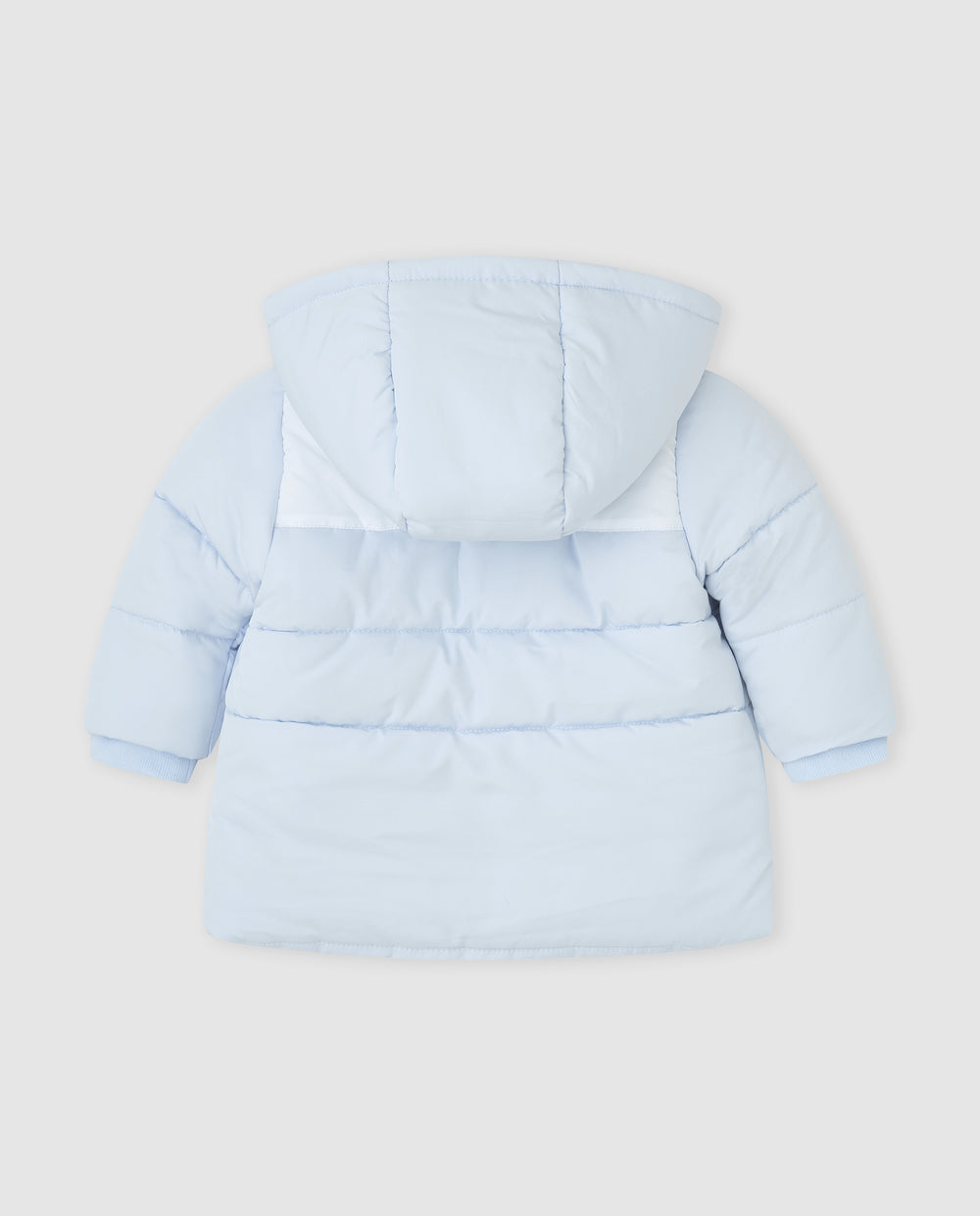 PARKA CON CAPUCHA ACOLCHADA AZUL Y BLANCA