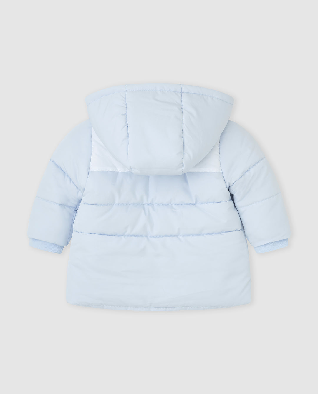 PARKA CON CAPUCHA ACOLCHADA AZUL Y BLANCA