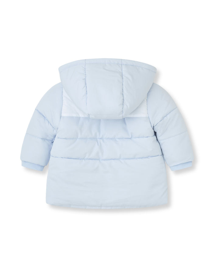 PARKA CON CAPUCHA ACOLCHADA AZUL Y BLANCA
