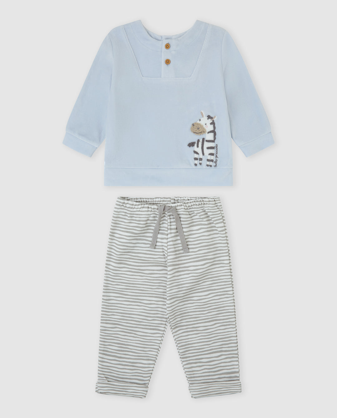 CONJUNTO 2 PZAS. AZUL RAYAS BEBÉ