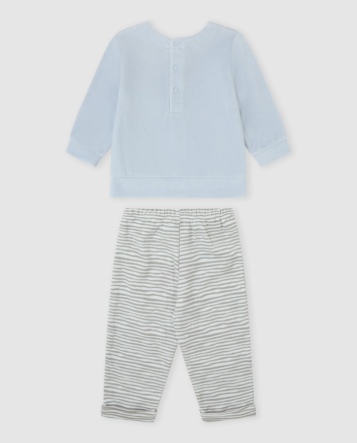 CONJUNTO 2 PZAS. AZUL RAYAS BEBÉ