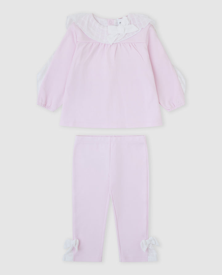 CONJUNTO 2 PZAS ROSA VOLANTE BEBÉ