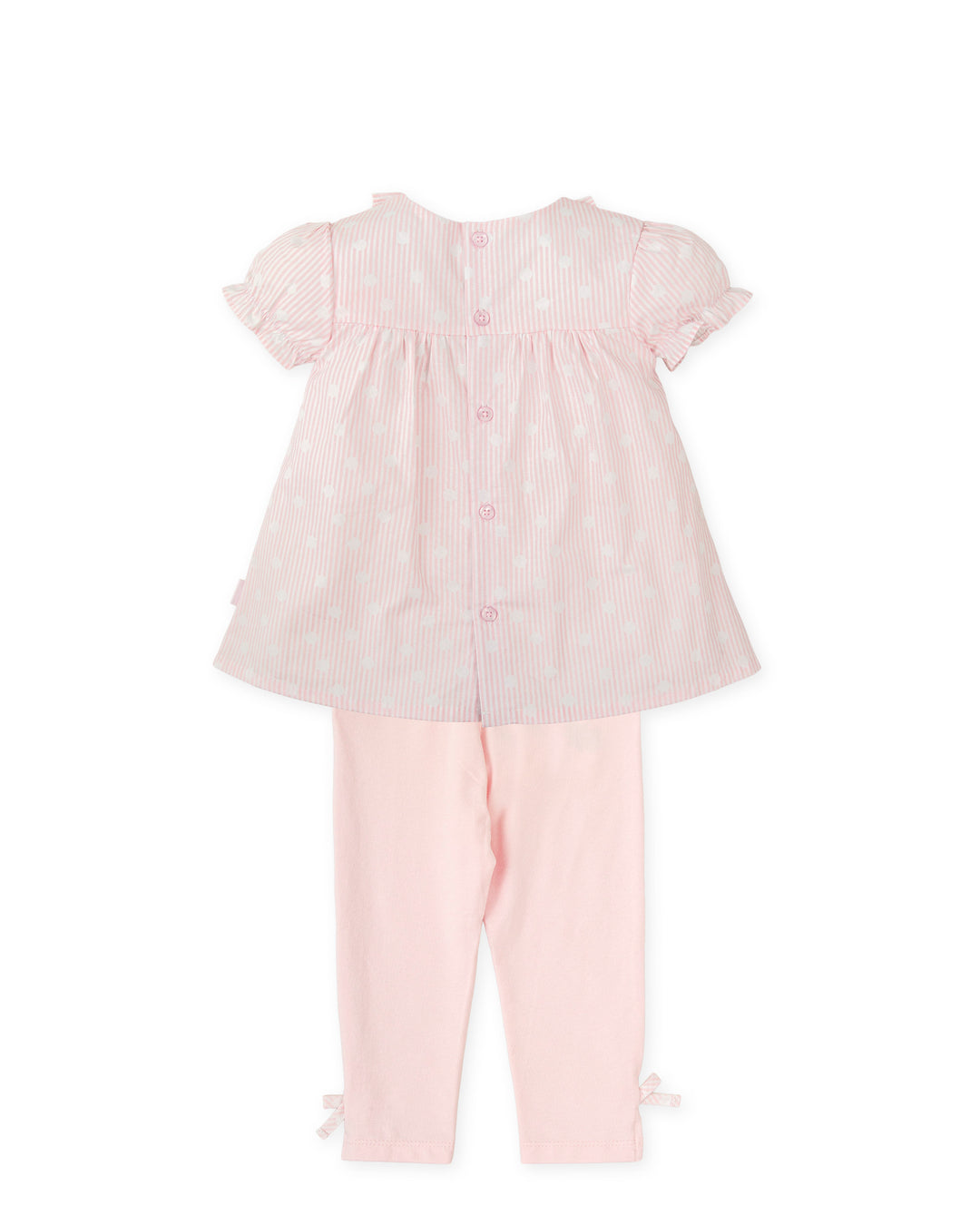 CONJUNTO TOP RAYAS Y MOTAS CON LEGGINS  ROSA