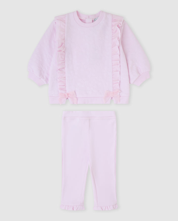 CONJUNTO 2 PZAS. ACOLCHADO VOLANTE ROSA