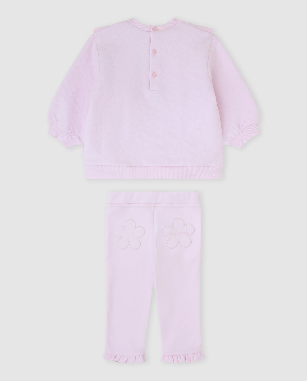 CONJUNTO 2 PZAS. ACOLCHADO VOLANTE ROSA