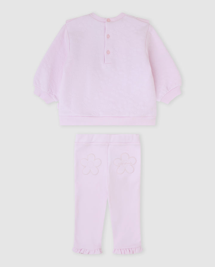 CONJUNTO 2 PZAS. ACOLCHADO VOLANTE ROSA