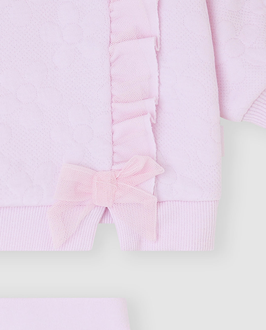 CONJUNTO 2 PZAS. ACOLCHADO VOLANTE ROSA