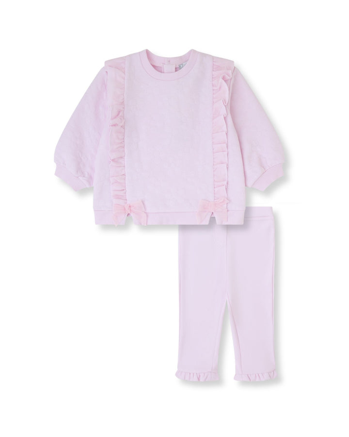 CONJUNTO 2 PZAS. ACOLCHADO VOLANTE ROSA