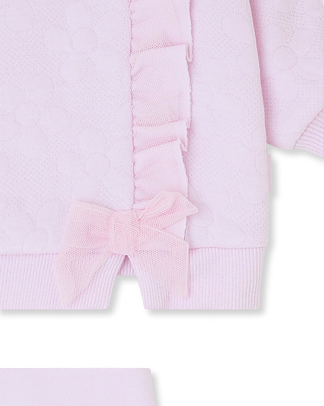 CONJUNTO 2 PZAS. ACOLCHADO VOLANTE ROSA