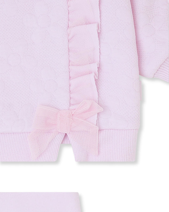 CONJUNTO 2 PZAS. ACOLCHADO VOLANTE ROSA