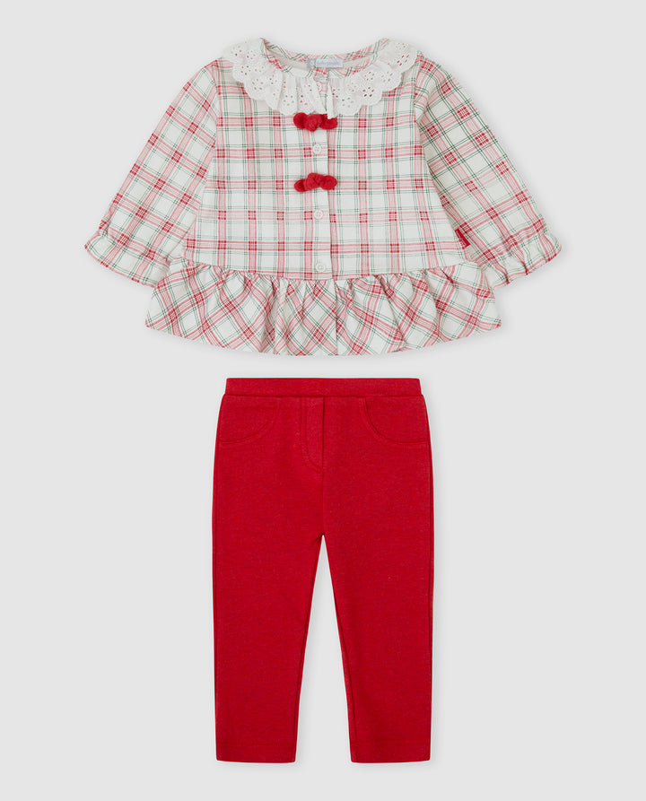 CONJUNTO 2 PZAS. ROJO CUADROS