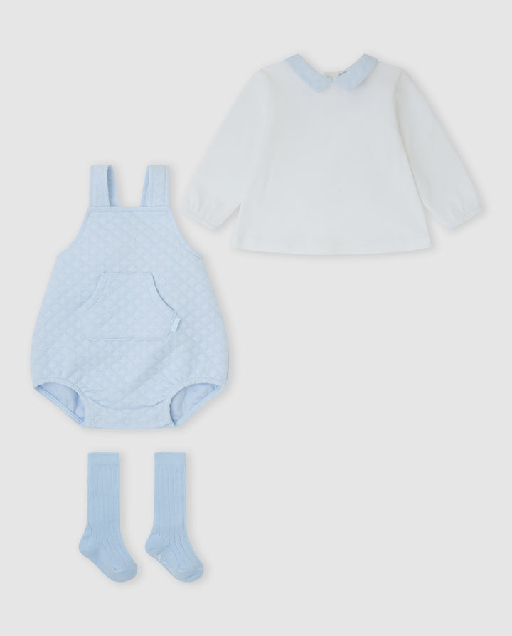 CONJUNTO PELELE ACOLCHADO AZUL CON CALCETINES BEBÉ