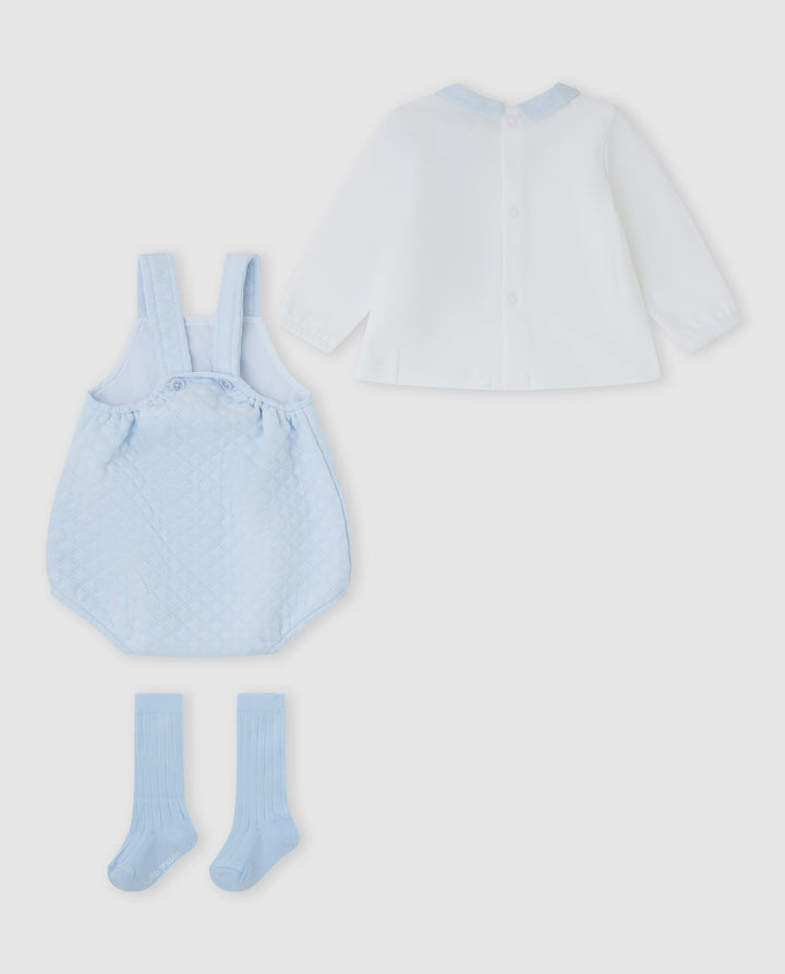 CONJUNTO PELELE ACOLCHADO AZUL CON CALCETINES BEBÉ