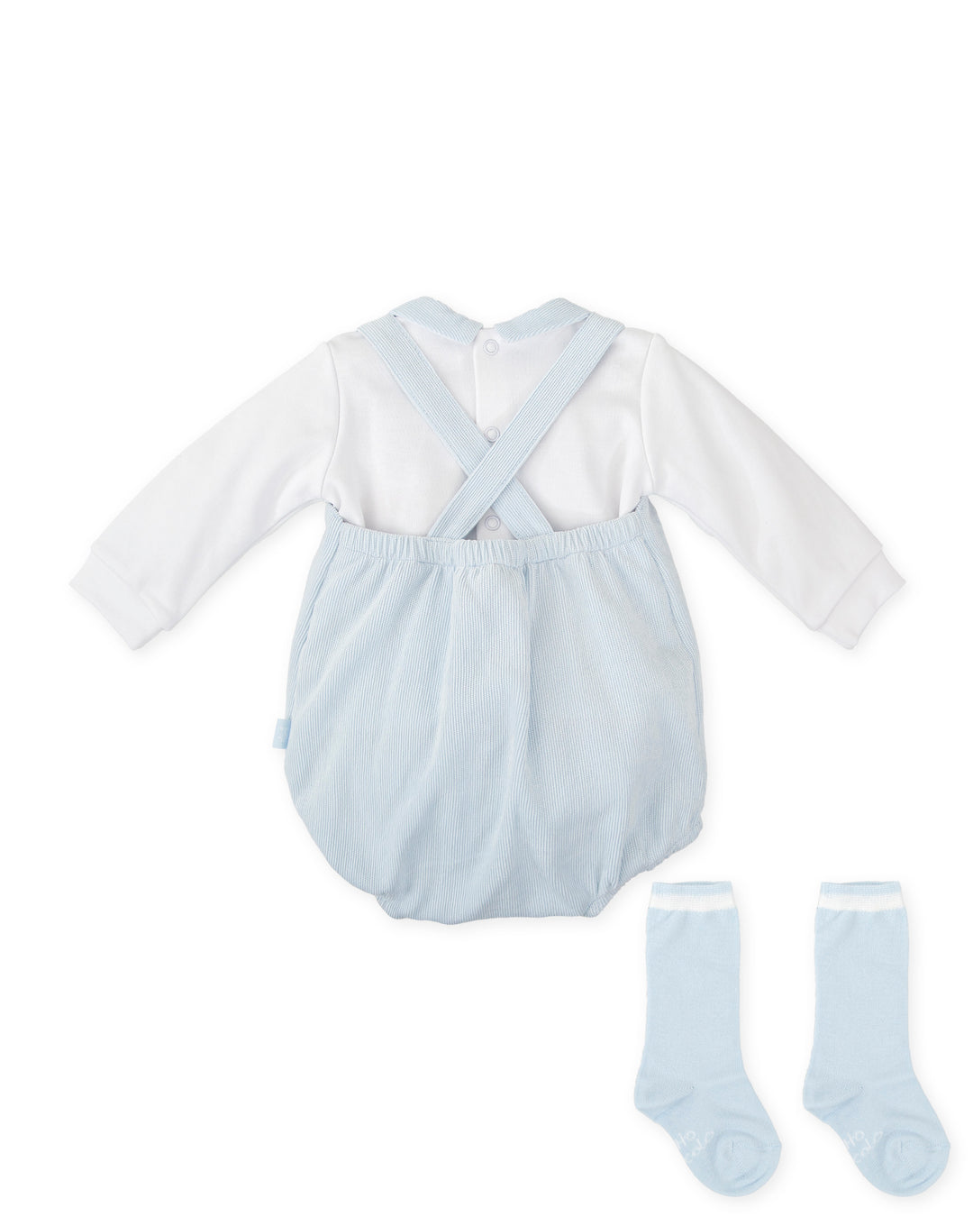 BLUE MICROPANA ROMPER WITH SOCK SET