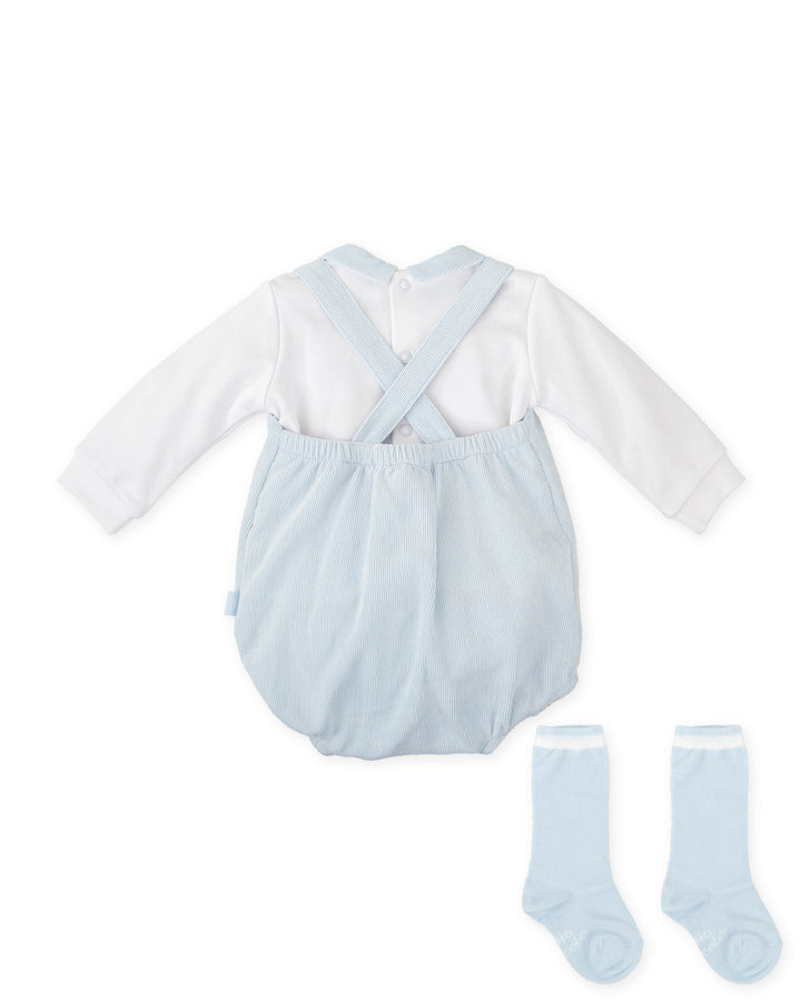 BLUE MICROPANA ROMPER WITH SOCK SET
