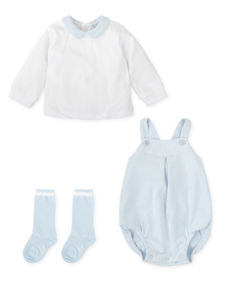 BLUE MICROPANA ROMPER WITH SOCK SET