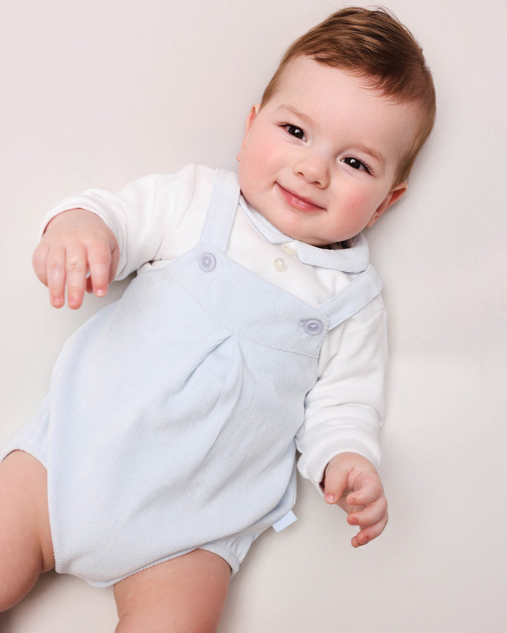 BLUE MICROPANA ROMPER WITH SOCK SET