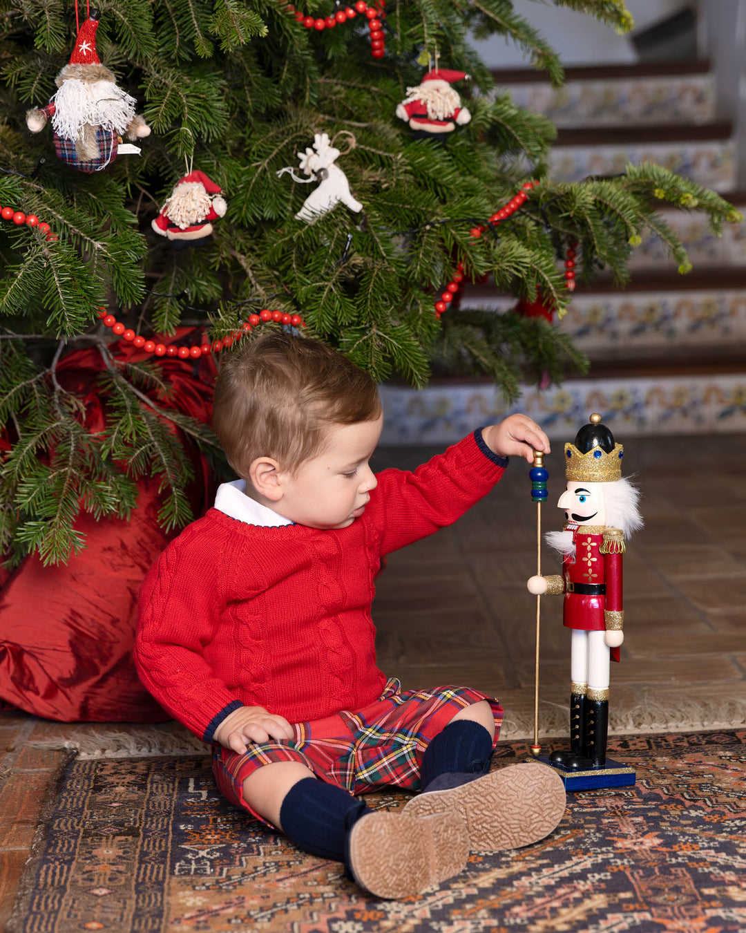 MAGLIONE ROSSO A TRECCE 