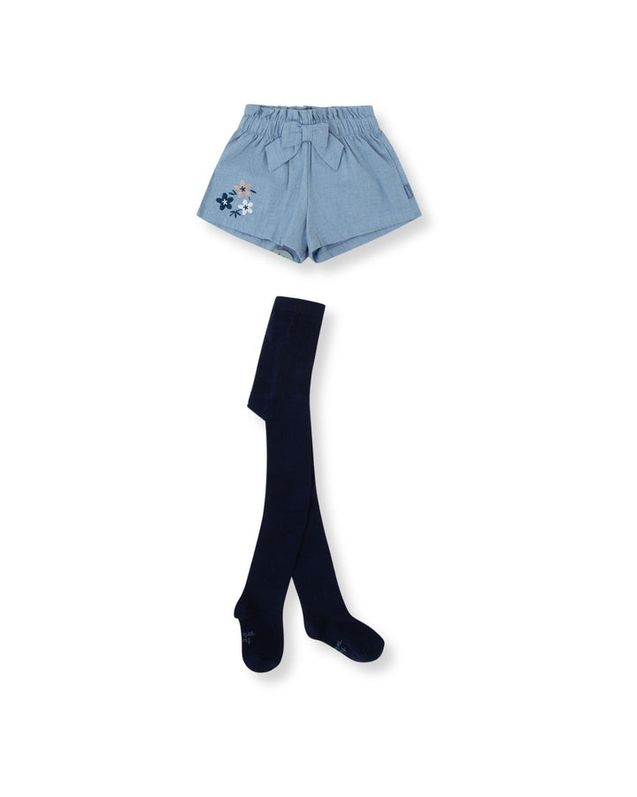 SHORT PORCELANA FLORES CON LEOTARDOS