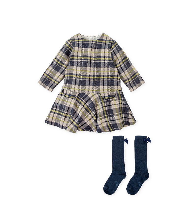 VESTIDO AZUL MARINO CON CALCETINES