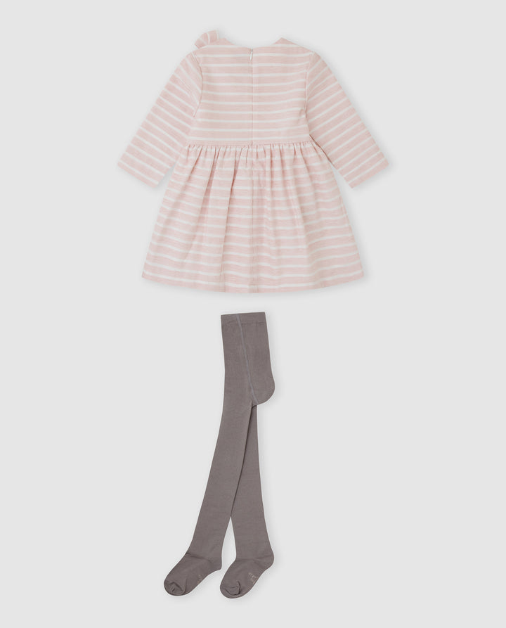 VESTIDO PÉTALO RAYAS CON LEOTARDOS