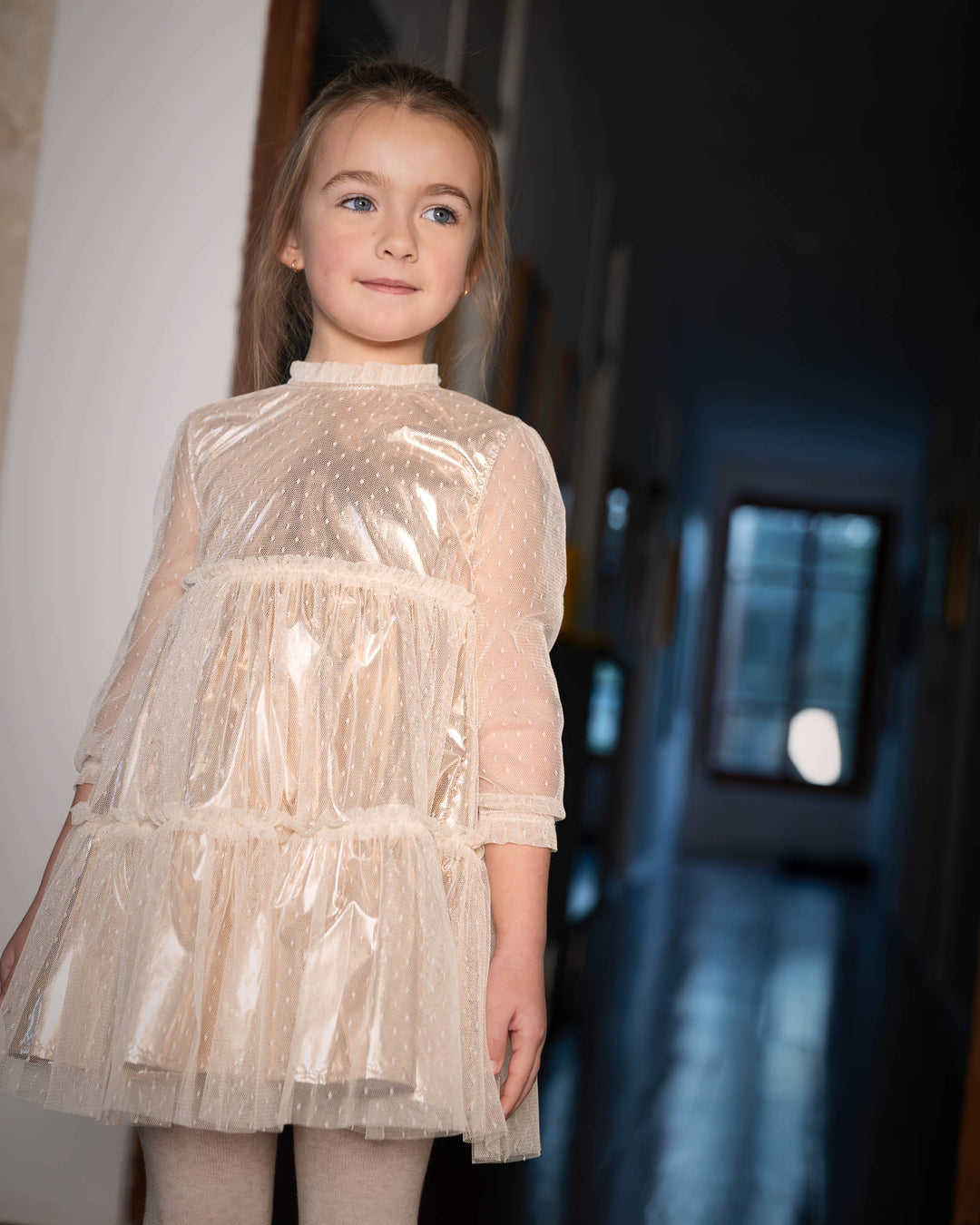 GOLDEN TULLE DRESS WITH TIGHTS Tutto Piccolo®1
