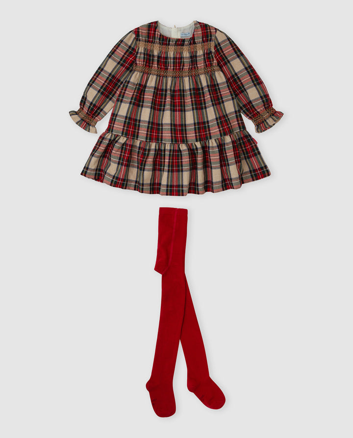 VESTIDO ROJO CUADROS CON LEOTARDOS