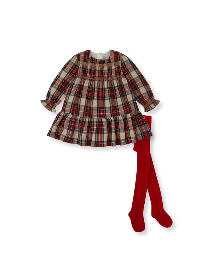 VESTIDO ROJO CUADROS CON LEOTARDOS