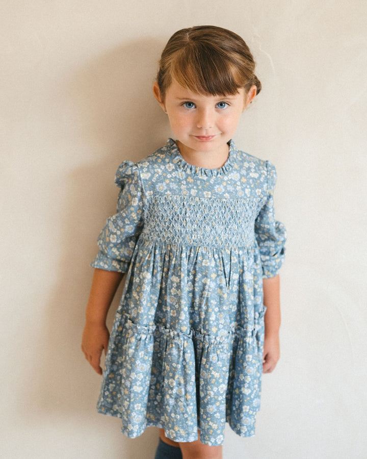 VESTIDO ACERO FLORES CON CALCETINES