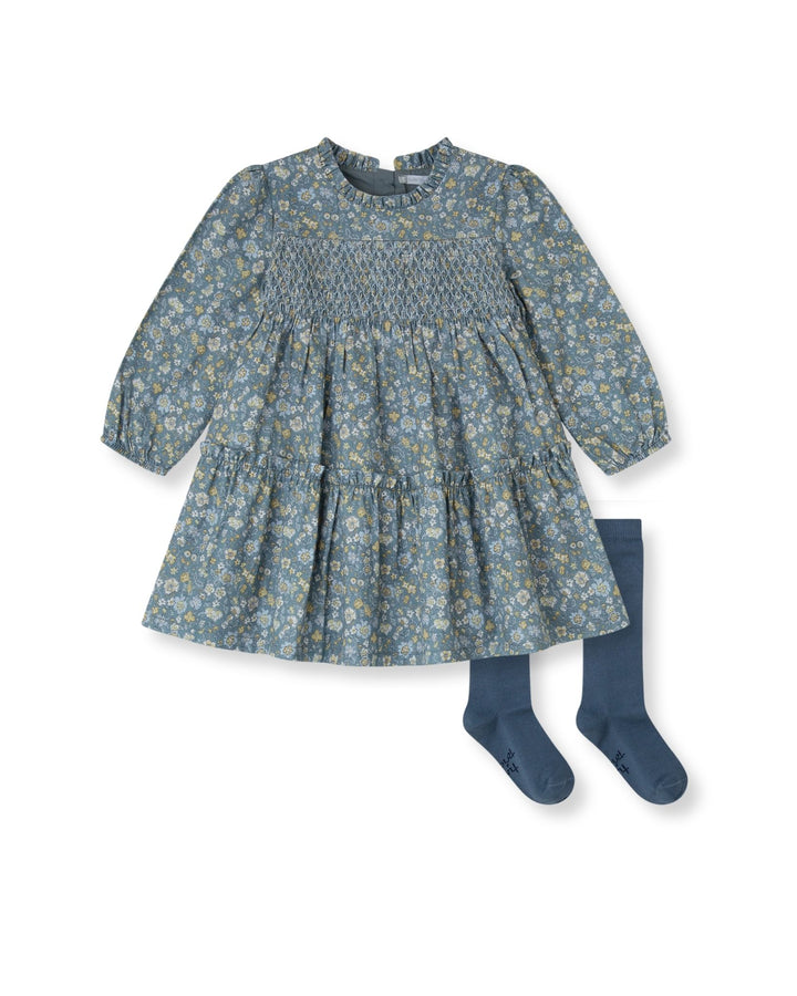 VESTIDO ACERO FLORES CON CALCETINES