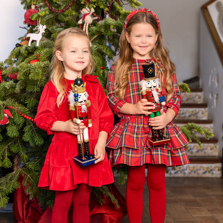 VESTIDO ROJO CUADROS CON LEOTARDOS