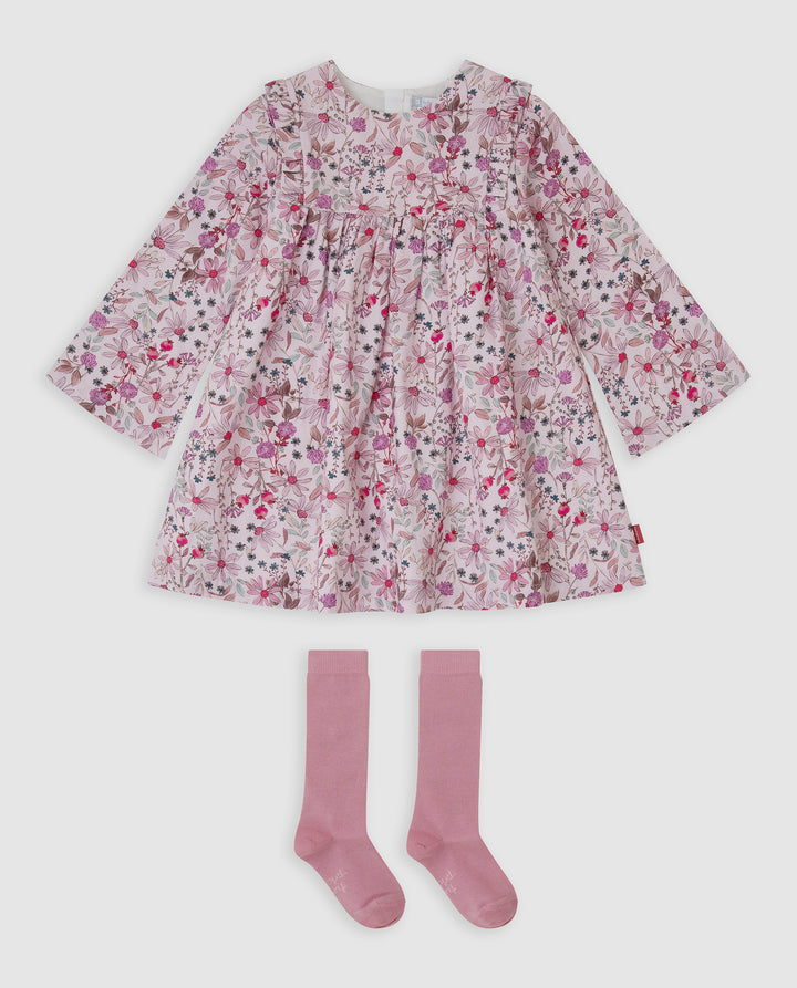 VESTIDO PÉTALO FLORES CON CALCETINES