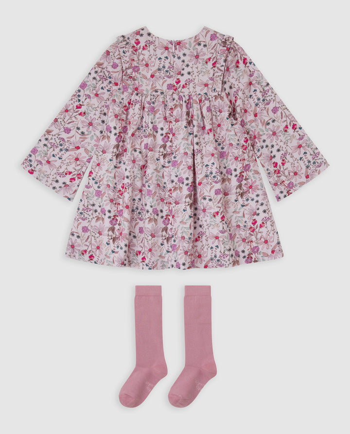 VESTIDO PÉTALO FLORES CON CALCETINES