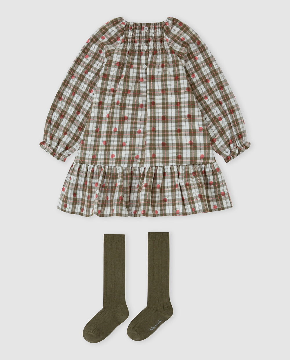 VESTIDO CAQUI CUADROS CON CALCETINES