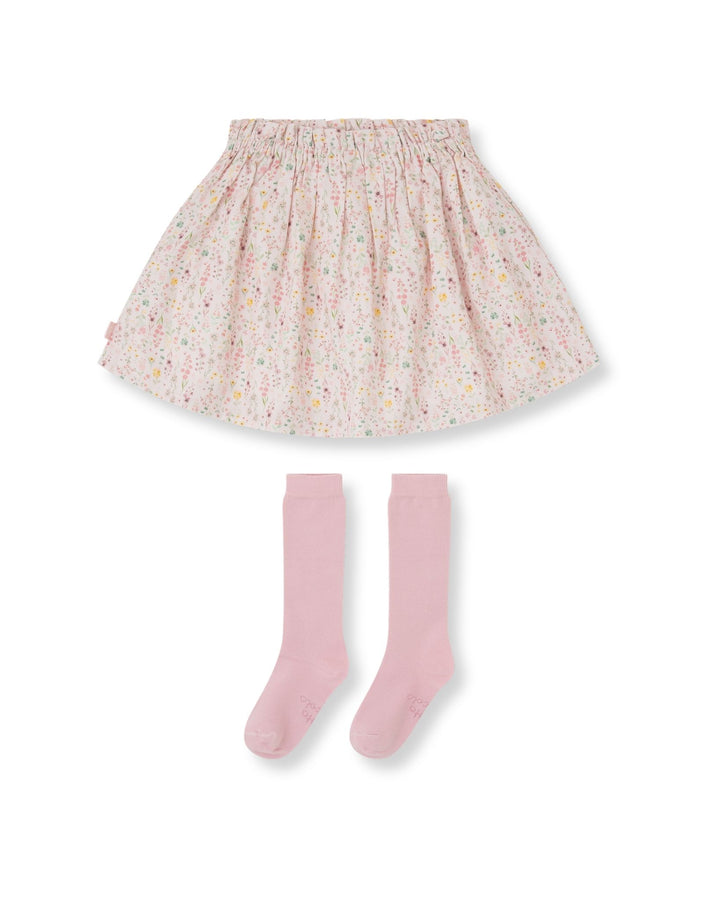 FALDA PÉTALO FLORES CON CALCETINES