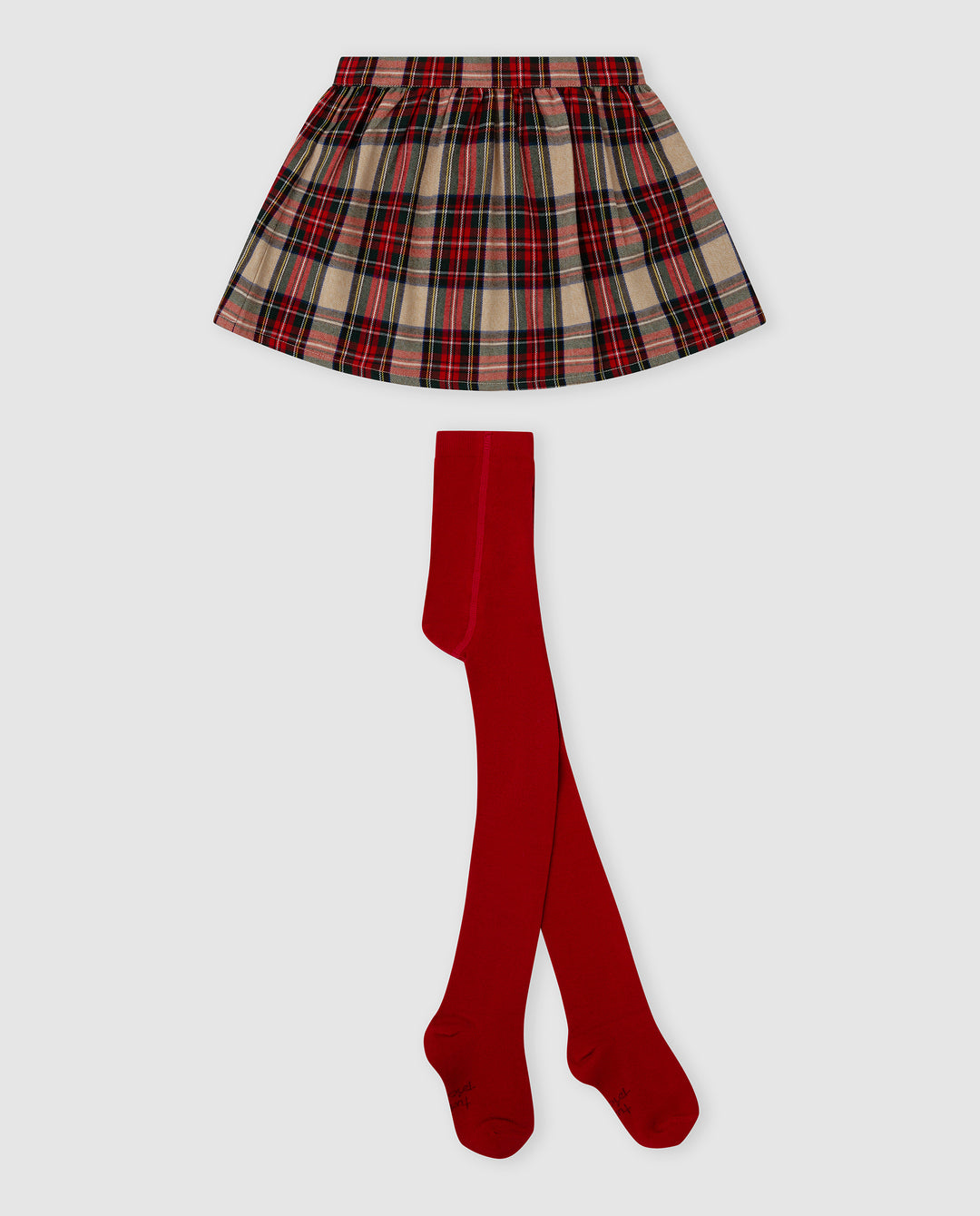 FALDA ROJA CUADROS CON CALCETINES