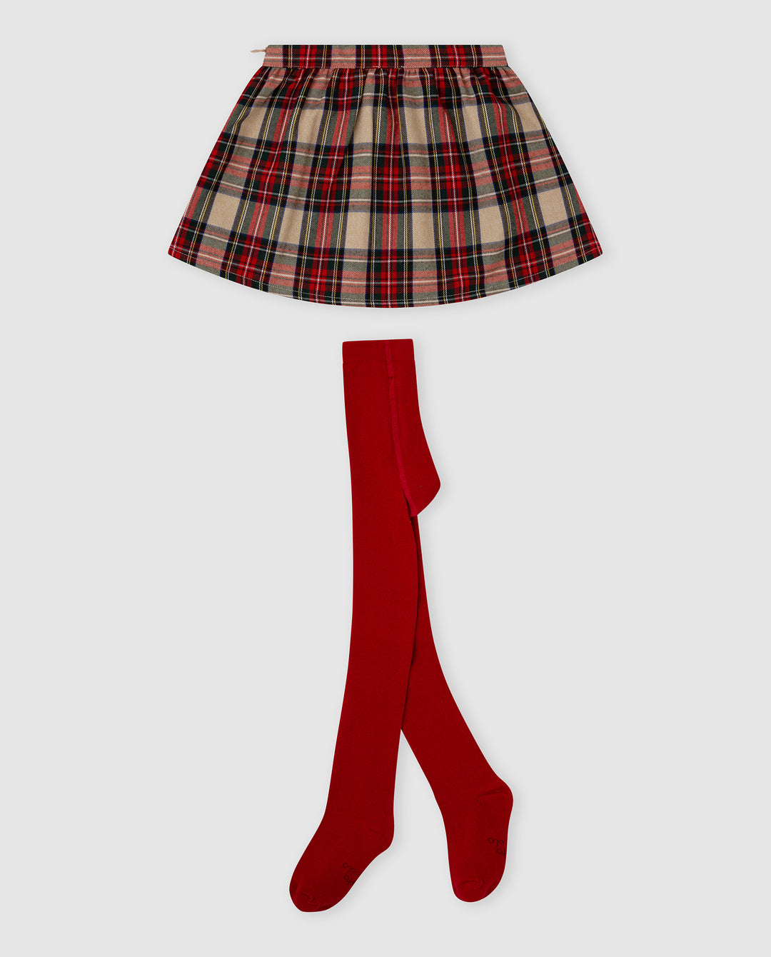 FALDA ROJA CUADROS CON CALCETINES