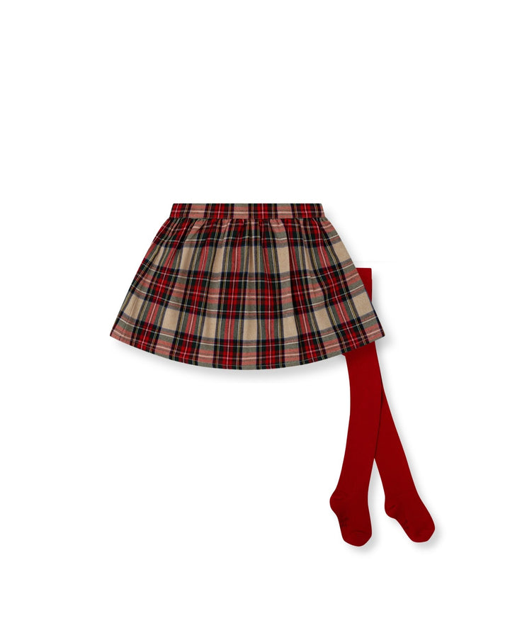 FALDA ROJA CUADROS CON CALCETINES