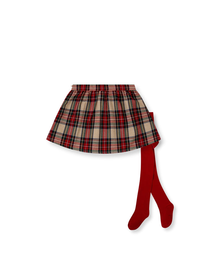 FALDA ROJA CUADROS CON CALCETINES