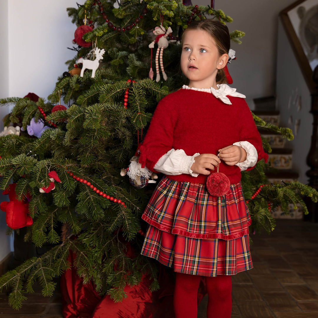 FALDA ROJA CUADROS CON LEOTARDOS