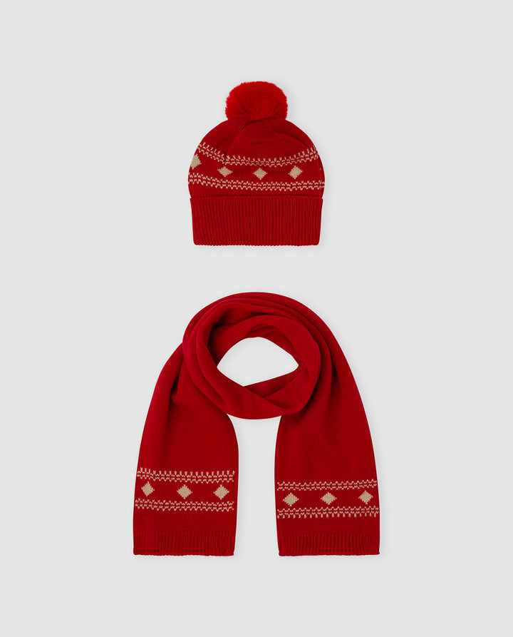 CONJUNTO GORRO Y BUFANDA ROJO